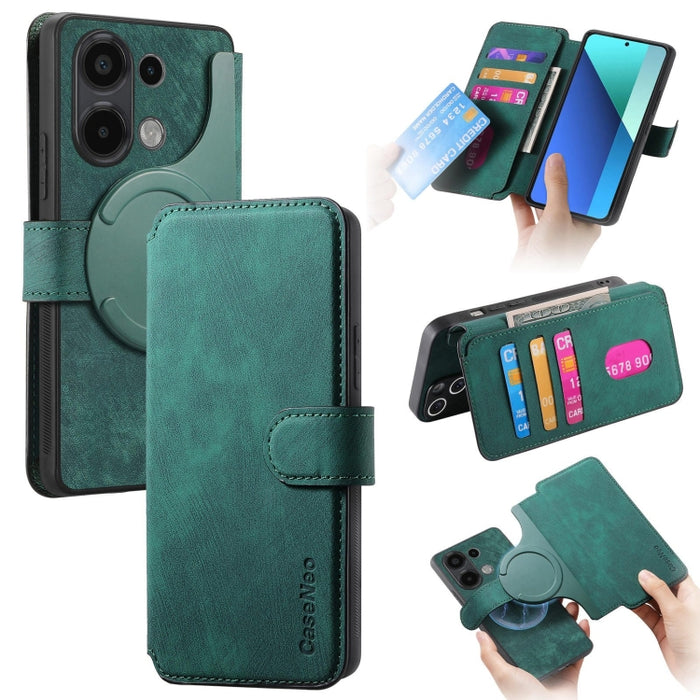 CaseNeo MagSafe RFID - Funda de cuero retro antirrobo para teléfono, For Redmi Note 13 Pro 4G, For Redmi 13C 4G / 13R, For Redmi Note 13 4G, For Redmi Note 13 Pro 5G, For Redmi Note 13 5G, For Redmi Note 13 Pro+ 5G, For Redmi Note 12 4G Global         ...