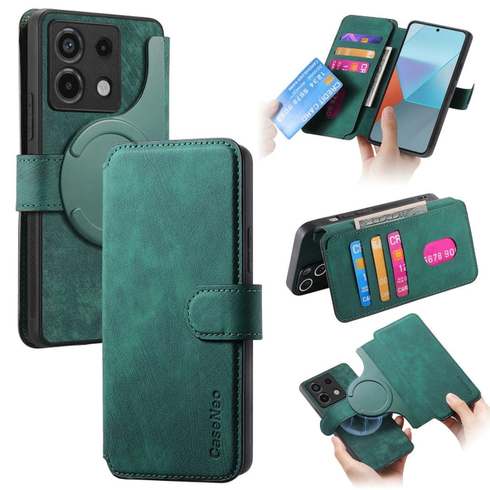 CaseNeo MagSafe RFID - Funda de cuero retro antirrobo para teléfono, For Redmi Note 13 Pro 4G, For Redmi 13C 4G / 13R, For Redmi Note 13 4G, For Redmi Note 13 Pro 5G, For Redmi Note 13 5G, For Redmi Note 13 Pro+ 5G, For Redmi Note 12 4G Global         ...