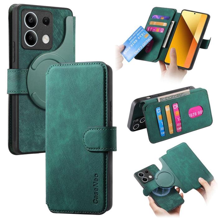 CaseNeo MagSafe RFID - Funda de cuero retro antirrobo para teléfono, For Redmi Note 13 Pro 4G, For Redmi 13C 4G / 13R, For Redmi Note 13 4G, For Redmi Note 13 Pro 5G, For Redmi Note 13 5G, For Redmi Note 13 Pro+ 5G, For Redmi Note 12 4G Global         ...
