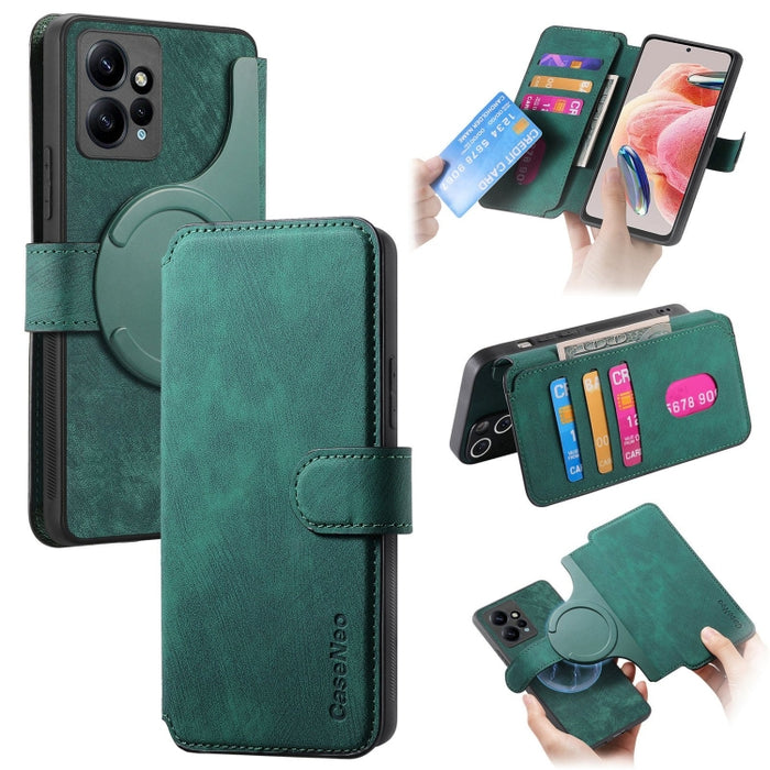 CaseNeo MagSafe RFID - Funda de cuero retro antirrobo para teléfono, For Redmi Note 13 Pro 4G, For Redmi 13C 4G / 13R, For Redmi Note 13 4G, For Redmi Note 13 Pro 5G, For Redmi Note 13 5G, For Redmi Note 13 Pro+ 5G, For Redmi Note 12 4G Global         ...
