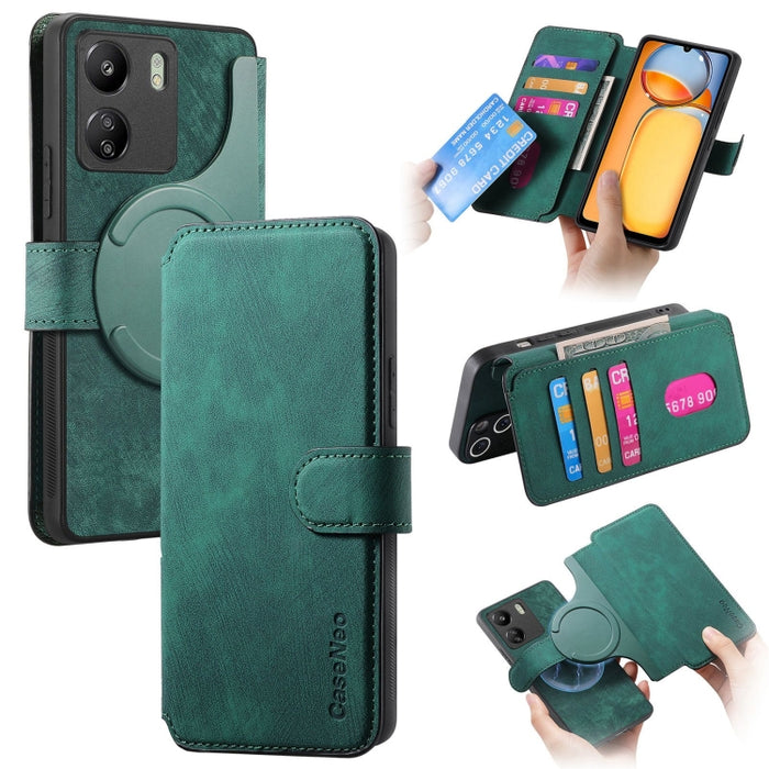 CaseNeo MagSafe RFID - Funda de cuero retro antirrobo para teléfono, For Redmi Note 13 Pro 4G, For Redmi 13C 4G / 13R, For Redmi Note 13 4G, For Redmi Note 13 Pro 5G, For Redmi Note 13 5G, For Redmi Note 13 Pro+ 5G, For Redmi Note 12 4G Global         ...