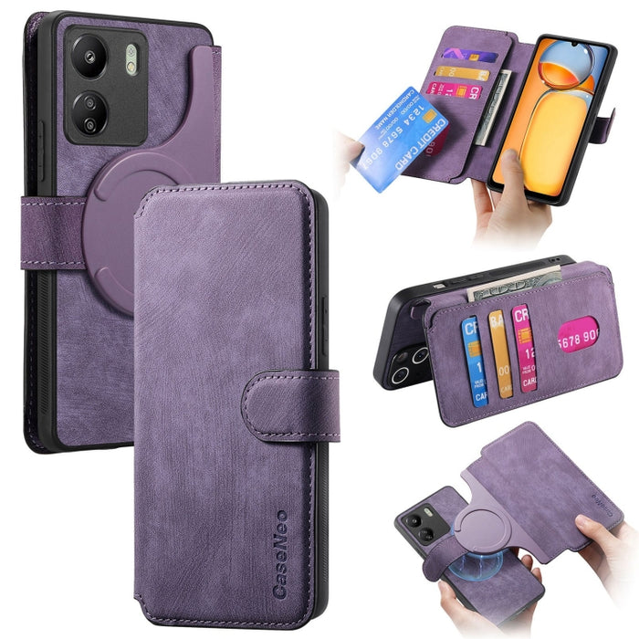 CaseNeo MagSafe RFID - Funda de cuero retro antirrobo para teléfono, For Redmi Note 13 Pro 4G, For Redmi 13C 4G / 13R, For Redmi Note 13 4G, For Redmi Note 13 Pro 5G, For Redmi Note 13 5G, For Redmi Note 13 Pro+ 5G, For Redmi Note 12 4G Global         ...