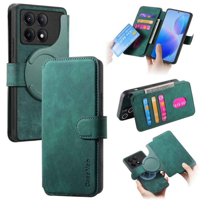 CaseNeo MagSafe RFID - Funda de cuero retro antirrobo para teléfono, For Redmi Turbo 5 Max / Poco X8 Pro Max, For Redmi Turbo 5 5G / Poco X8 Pro 5G, For Redmi Note 15 Pro+ 5G Global 163.3mm, For Redmi Note 15 4G / 5G Global 164mm                       ...