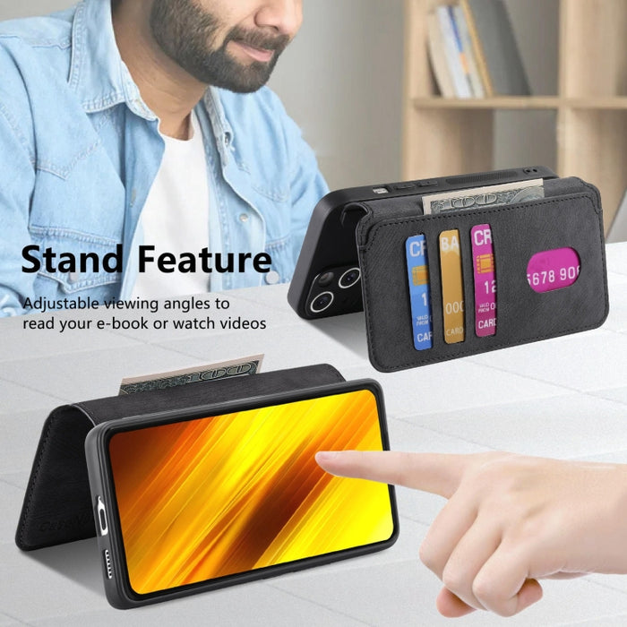 CaseNeo MagSafe RFID - Funda de cuero retro antirrobo para teléfono, For Xiaomi Poco X3 NFC
