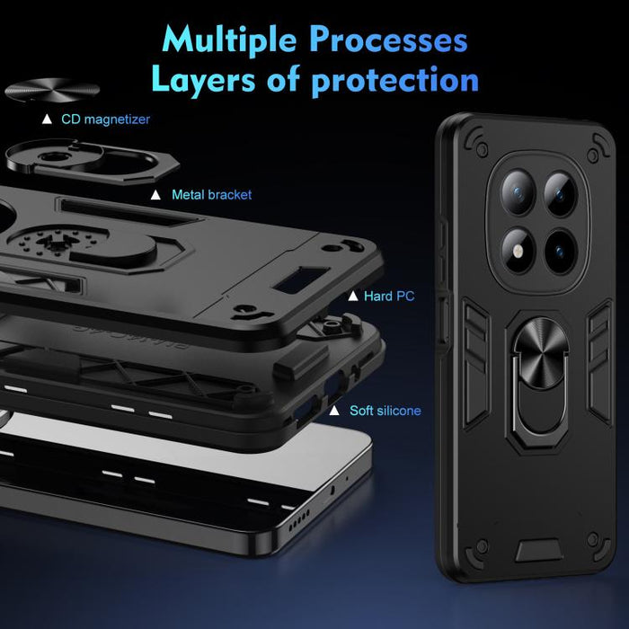 Estuche para teléfono con soporte de anillo de metal a prueba de golpes, For Redmi Note 15 Pro+ 5G 163.3mm/Poco M8 Pro 5G, For Redmi Note 15 5G / 4G 164mm / Poco M8 5G, For Redmi Note 15 Pro 5G Global 163.6mm                                            ...