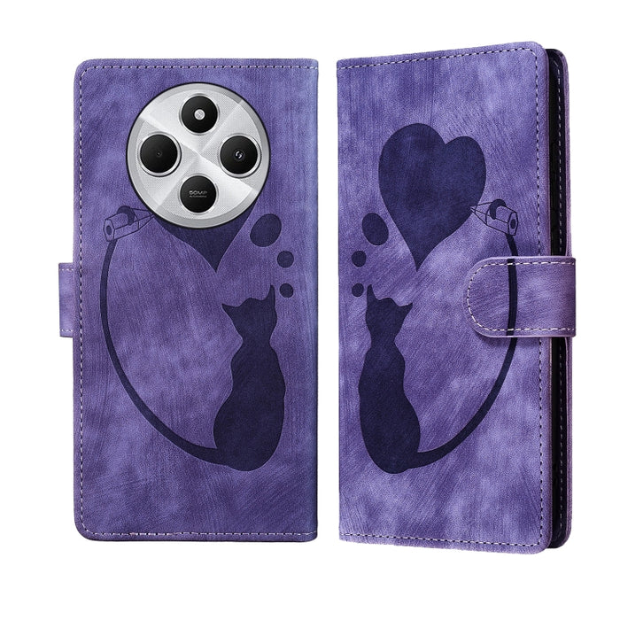 Funda para teléfono de cuero con relieve de gato y corazón de bolígrafo, For Redmi Note 15 Pro+ 5G Global 163.3mm, For Redmi Note 15 4G / 5G Global 164mm, For Redmi Note 15 Pro 4G Global 163.2mm, For Redmi Note 15 Pro 5G Global 163.6mm                 ...