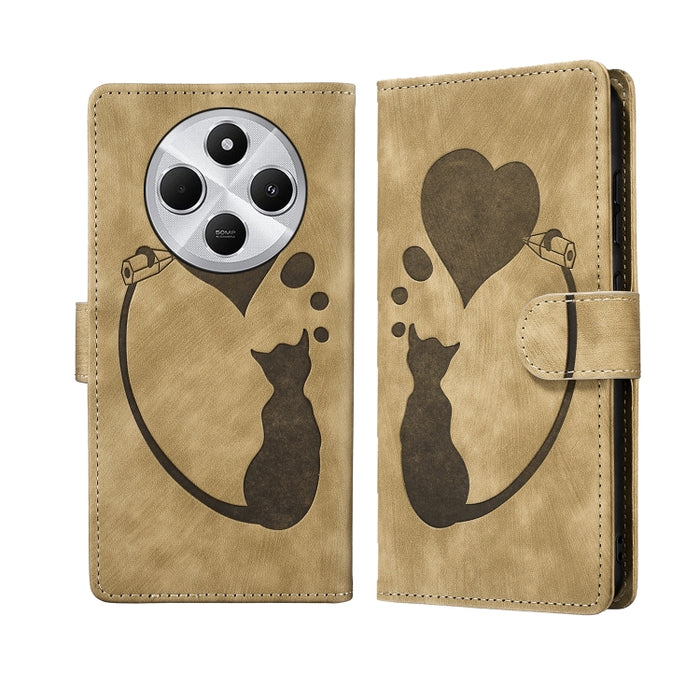 Funda para teléfono de cuero con relieve de gato y corazón de bolígrafo, For Redmi Note 15 Pro+ 5G Global 163.3mm, For Redmi Note 15 4G / 5G Global 164mm, For Redmi Note 15 Pro 4G Global 163.2mm, For Redmi Note 15 Pro 5G Global 163.6mm                 ...