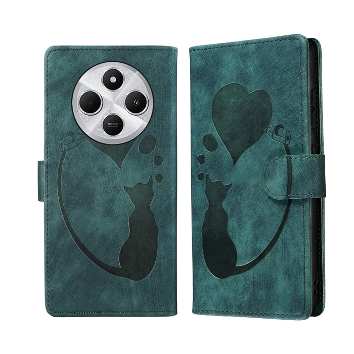 Funda para teléfono de cuero con relieve de gato y corazón de bolígrafo, For Redmi Note 15 Pro+ 5G Global 163.3mm, For Redmi Note 15 4G / 5G Global 164mm, For Redmi Note 15 Pro 4G Global 163.2mm, For Redmi Note 15 Pro 5G Global 163.6mm                 ...