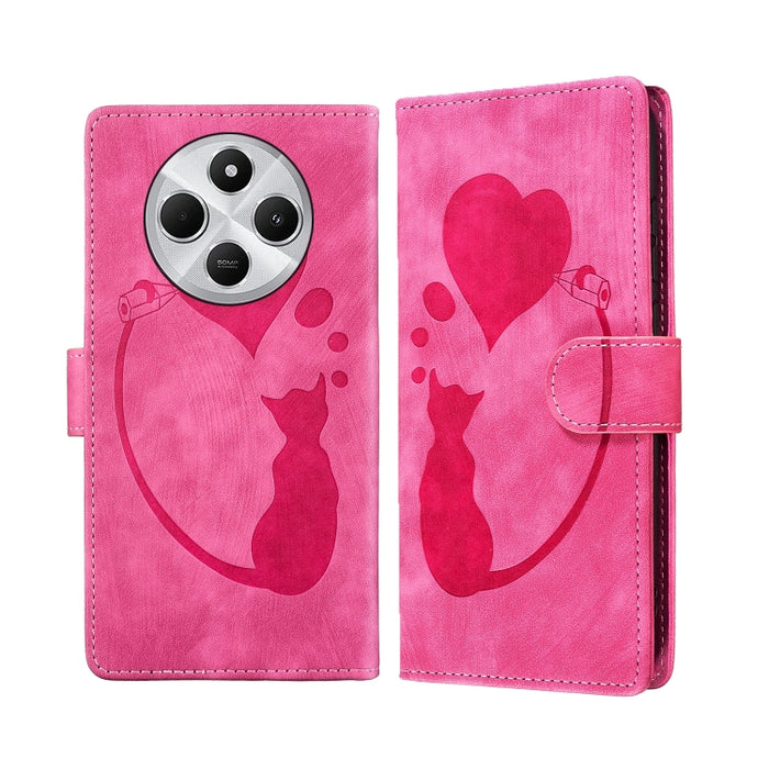 Funda para teléfono de cuero con relieve de gato y corazón de bolígrafo, For Redmi Note 15 Pro+ 5G Global 163.3mm, For Redmi Note 15 4G / 5G Global 164mm, For Redmi Note 15 Pro 4G Global 163.2mm, For Redmi Note 15 Pro 5G Global 163.6mm                 ...