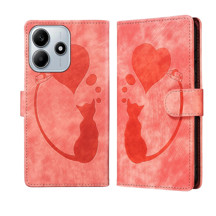 Funda para teléfono de cuero con relieve de gato y corazón de bolígrafo, For Redmi Note 15 Pro+ 5G Global 163.3mm, For Redmi Note 15 4G / 5G Global 164mm, For Redmi Note 15 Pro 4G Global 163.2mm, For Redmi Note 15 Pro 5G Global 163.6mm                 ...