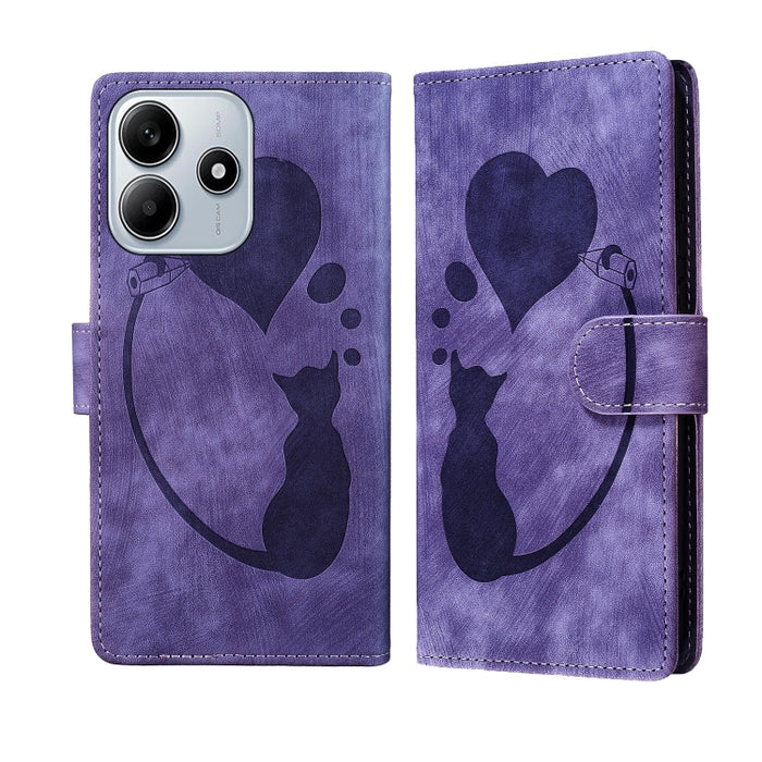 Funda para teléfono de cuero con relieve de gato y corazón de bolígrafo, For Redmi Note 15 Pro+ 5G Global 163.3mm, For Redmi Note 15 4G / 5G Global 164mm, For Redmi Note 15 Pro 4G Global 163.2mm, For Redmi Note 15 Pro 5G Global 163.6mm                 ...