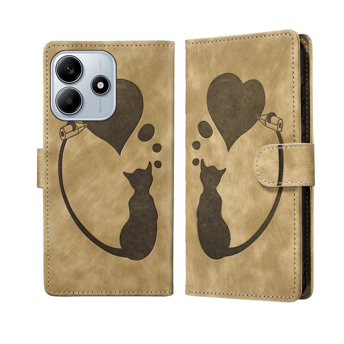 Funda para teléfono de cuero con relieve de gato y corazón de bolígrafo, For Redmi Note 15 Pro+ 5G Global 163.3mm, For Redmi Note 15 4G / 5G Global 164mm, For Redmi Note 15 Pro 4G Global 163.2mm, For Redmi Note 15 Pro 5G Global 163.6mm                 ...