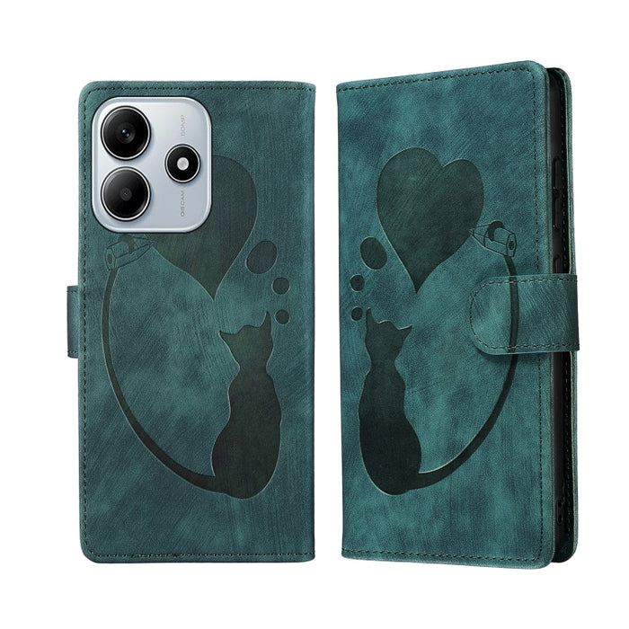 Funda para teléfono de cuero con relieve de gato y corazón de bolígrafo, For Redmi Note 15 Pro+ 5G Global 163.3mm, For Redmi Note 15 4G / 5G Global 164mm, For Redmi Note 15 Pro 4G Global 163.2mm, For Redmi Note 15 Pro 5G Global 163.6mm                 ...