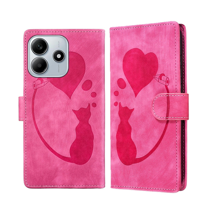 Funda para teléfono de cuero con relieve de gato y corazón de bolígrafo, For Redmi Note 15 Pro+ 5G Global 163.3mm, For Redmi Note 15 4G / 5G Global 164mm, For Redmi Note 15 Pro 4G Global 163.2mm, For Redmi Note 15 Pro 5G Global 163.6mm                 ...