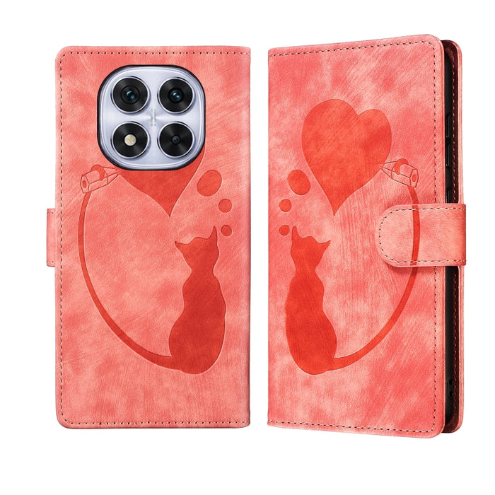 Funda para teléfono de cuero con relieve de gato y corazón de bolígrafo, For Redmi Note 15 Pro+ 5G Global 163.3mm, For Redmi Note 15 4G / 5G Global 164mm, For Redmi Note 15 Pro 4G Global 163.2mm, For Redmi Note 15 Pro 5G Global 163.6mm                 ...