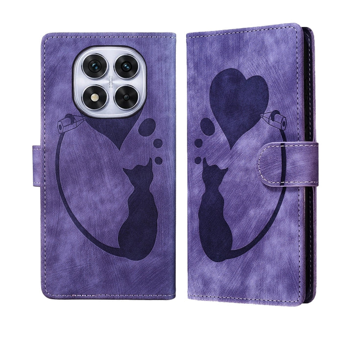 Funda para teléfono de cuero con relieve de gato y corazón de bolígrafo, For Redmi Note 15 Pro+ 5G Global 163.3mm, For Redmi Note 15 4G / 5G Global 164mm, For Redmi Note 15 Pro 4G Global 163.2mm, For Redmi Note 15 Pro 5G Global 163.6mm                 ...