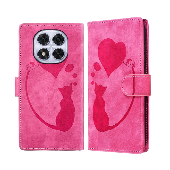 Funda para teléfono de cuero con relieve de gato y corazón de bolígrafo, For Redmi Note 15 Pro+ 5G Global 163.3mm, For Redmi Note 15 4G / 5G Global 164mm, For Redmi Note 15 Pro 4G Global 163.2mm, For Redmi Note 15 Pro 5G Global 163.6mm                 ...