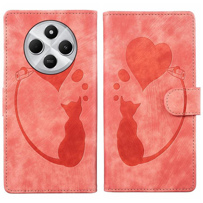 Funda para teléfono de cuero con relieve de gato y corazón de bolígrafo, For Redmi Note 15 Pro+ 5G Global 163.3mm, For Redmi Note 15 4G / 5G Global 164mm, For Redmi Note 15 Pro 4G Global 163.2mm, For Redmi Note 15 Pro 5G Global 163.6mm                 ...