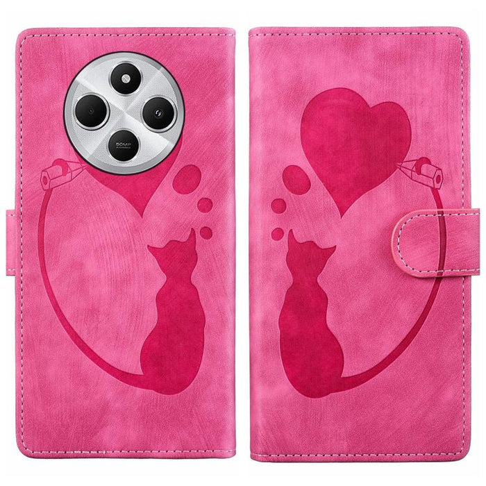 Funda para teléfono de cuero con relieve de gato y corazón de bolígrafo, For Redmi Note 15 Pro+ 5G Global 163.3mm, For Redmi Note 15 4G / 5G Global 164mm, For Redmi Note 15 Pro 4G Global 163.2mm, For Redmi Note 15 Pro 5G Global 163.6mm                 ...