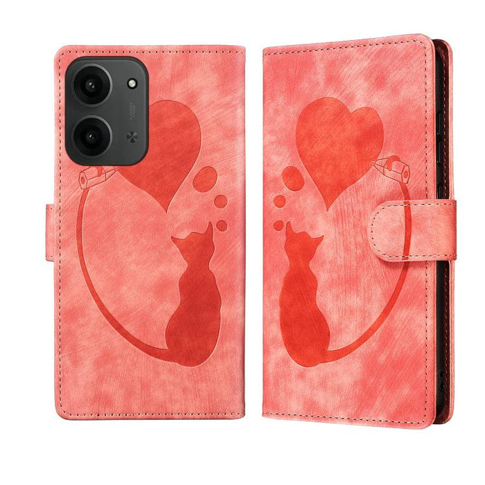 Funda para teléfono de cuero con relieve de gato y corazón de bolígrafo, For Redmi Note 15 Pro+ 5G Global 163.3mm, For Redmi Note 15 4G / 5G Global 164mm, For Redmi Note 15 Pro 4G Global 163.2mm, For Redmi Note 15 Pro 5G Global 163.6mm                 ...