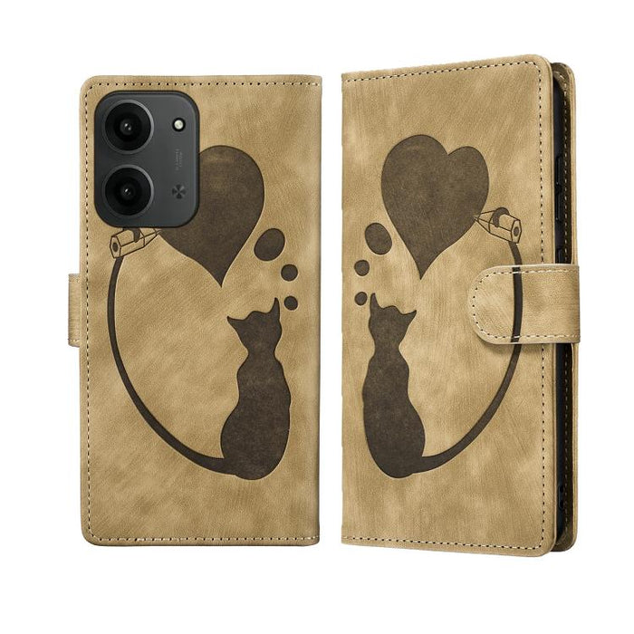 Funda para teléfono de cuero con relieve de gato y corazón de bolígrafo, For Redmi Note 15 Pro+ 5G Global 163.3mm, For Redmi Note 15 4G / 5G Global 164mm, For Redmi Note 15 Pro 4G Global 163.2mm, For Redmi Note 15 Pro 5G Global 163.6mm                 ...