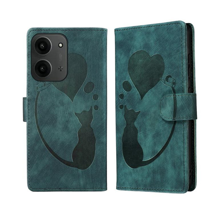 Funda para teléfono de cuero con relieve de gato y corazón de bolígrafo, For Redmi Note 15 Pro+ 5G Global 163.3mm, For Redmi Note 15 4G / 5G Global 164mm, For Redmi Note 15 Pro 4G Global 163.2mm, For Redmi Note 15 Pro 5G Global 163.6mm                 ...
