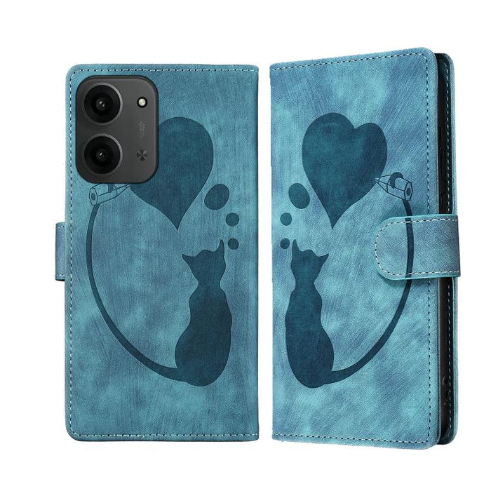 Funda para teléfono de cuero con relieve de gato y corazón de bolígrafo, For Redmi Note 15 Pro+ 5G Global 163.3mm, For Redmi Note 15 4G / 5G Global 164mm, For Redmi Note 15 Pro 4G Global 163.2mm, For Redmi Note 15 Pro 5G Global 163.6mm                 ...
