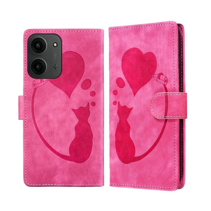 Funda para teléfono de cuero con relieve de gato y corazón de bolígrafo, For Redmi Note 15 Pro+ 5G Global 163.3mm, For Redmi Note 15 4G / 5G Global 164mm, For Redmi Note 15 Pro 4G Global 163.2mm, For Redmi Note 15 Pro 5G Global 163.6mm                 ...