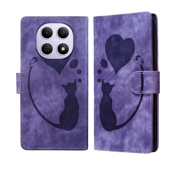 Funda para teléfono de cuero con relieve de gato y corazón de bolígrafo, For Redmi Note 15 Pro+ 5G Global 163.3mm, For Redmi Note 15 4G / 5G Global 164mm, For Redmi Note 15 Pro 4G Global 163.2mm, For Redmi Note 15 Pro 5G Global 163.6mm                 ...