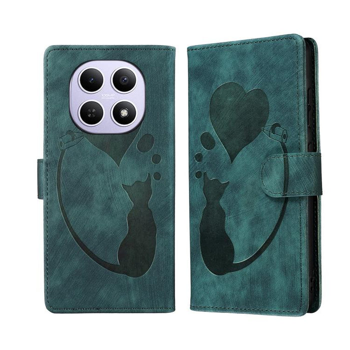 Funda para teléfono de cuero con relieve de gato y corazón de bolígrafo, For Redmi Note 15 Pro+ 5G Global 163.3mm, For Redmi Note 15 4G / 5G Global 164mm, For Redmi Note 15 Pro 4G Global 163.2mm, For Redmi Note 15 Pro 5G Global 163.6mm                 ...