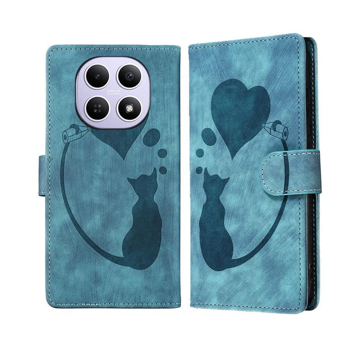 Funda para teléfono de cuero con relieve de gato y corazón de bolígrafo, For Redmi Note 15 Pro+ 5G Global 163.3mm, For Redmi Note 15 4G / 5G Global 164mm, For Redmi Note 15 Pro 4G Global 163.2mm, For Redmi Note 15 Pro 5G Global 163.6mm                 ...