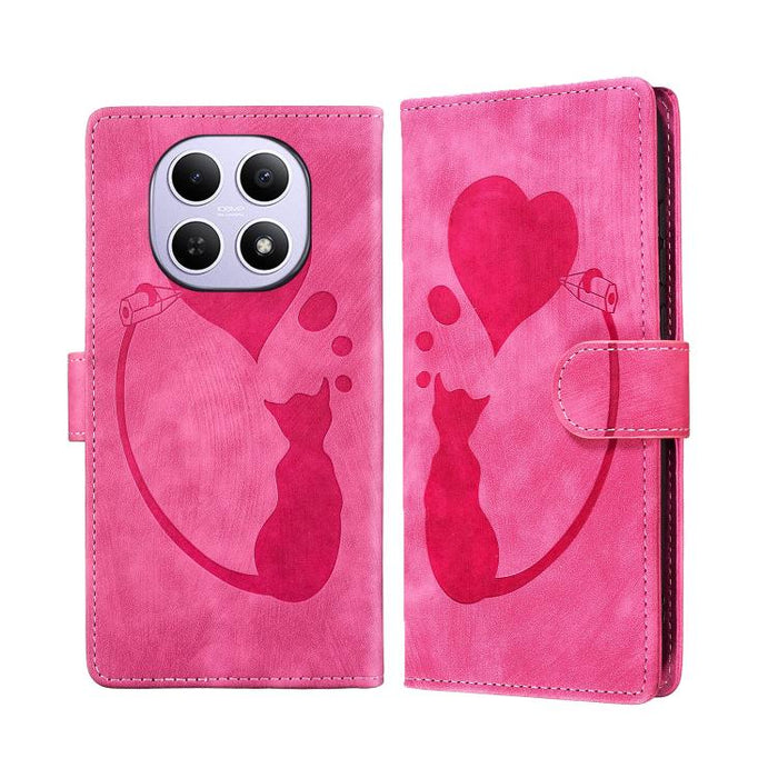Funda para teléfono de cuero con relieve de gato y corazón de bolígrafo, For Redmi Note 15 Pro+ 5G Global 163.3mm, For Redmi Note 15 4G / 5G Global 164mm, For Redmi Note 15 Pro 4G Global 163.2mm, For Redmi Note 15 Pro 5G Global 163.6mm                 ...
