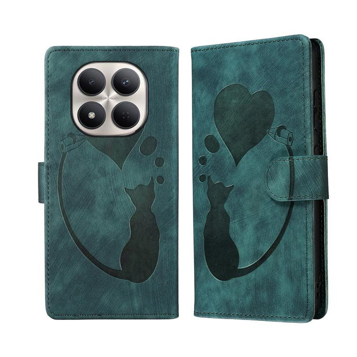 Funda para teléfono de cuero con relieve de gato y corazón de bolígrafo, For Redmi Note 15 Pro+ 5G Global 163.3mm, For Redmi Note 15 4G / 5G Global 164mm, For Redmi Note 15 Pro 4G Global 163.2mm, For Redmi Note 15 Pro 5G Global 163.6mm                 ...