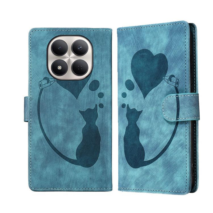 Funda para teléfono de cuero con relieve de gato y corazón de bolígrafo, For Redmi Note 15 Pro+ 5G Global 163.3mm, For Redmi Note 15 4G / 5G Global 164mm, For Redmi Note 15 Pro 4G Global 163.2mm, For Redmi Note 15 Pro 5G Global 163.6mm                 ...