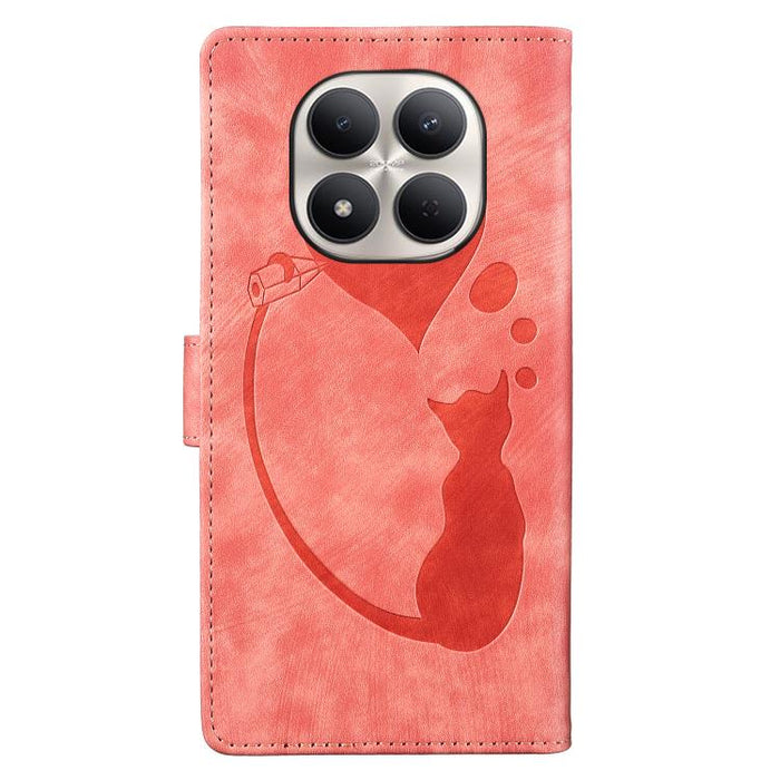 Funda para teléfono de cuero con relieve de gato y corazón de bolígrafo, For Redmi Note 15 Pro+ 5G Global 163.3mm, For Redmi Note 15 4G / 5G Global 164mm, For Redmi Note 15 Pro 4G Global 163.2mm, For Redmi Note 15 Pro 5G Global 163.6mm                 ...