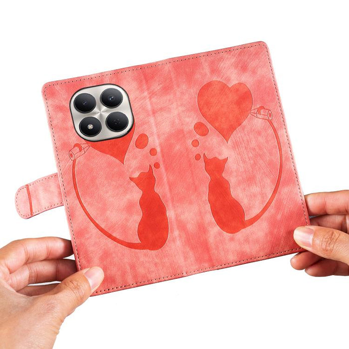 Funda para teléfono de cuero con relieve de gato y corazón de bolígrafo, For Redmi Note 15 Pro+ 5G Global 163.3mm, For Redmi Note 15 4G / 5G Global 164mm, For Redmi Note 15 Pro 4G Global 163.2mm, For Redmi Note 15 Pro 5G Global 163.6mm                 ...