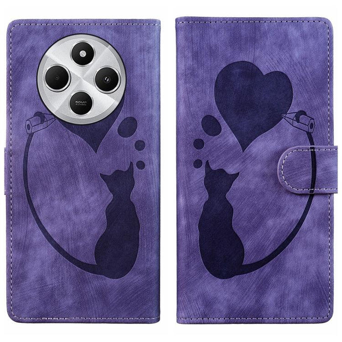 Funda para teléfono de cuero con relieve de gato y corazón de bolígrafo, For Xiaomi 15T Pro 5G, For Xiaomi 15T 5G, For Xiaomi Poco C75, For Xiaomi 14T Pro, For Xiaomi 14T