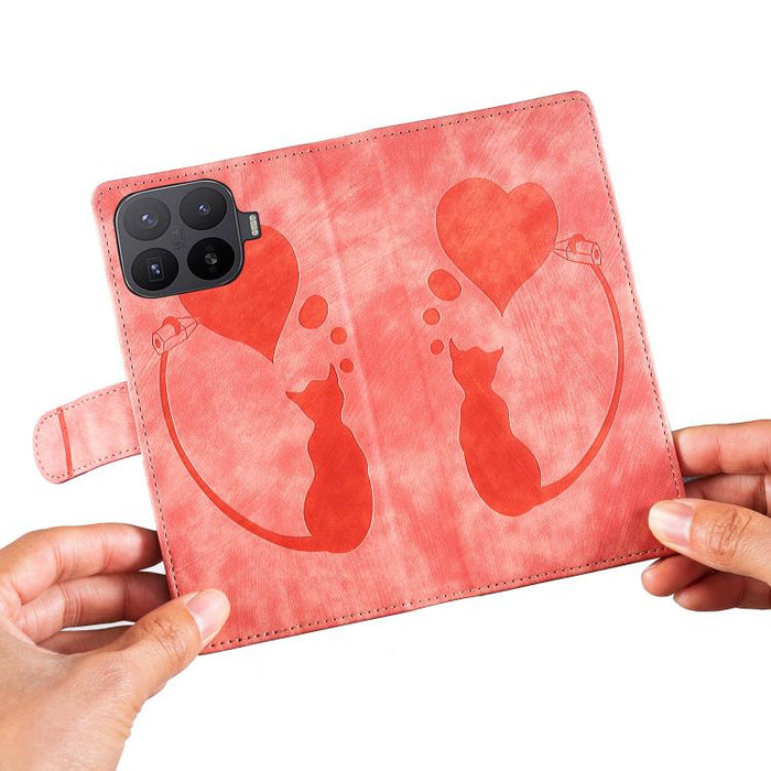 Funda para teléfono de cuero con relieve de gato y corazón de bolígrafo, For Xiaomi 15T Pro 5G, For Xiaomi 15T 5G, For Xiaomi Poco C75, For Xiaomi 14T Pro, For Xiaomi 14T