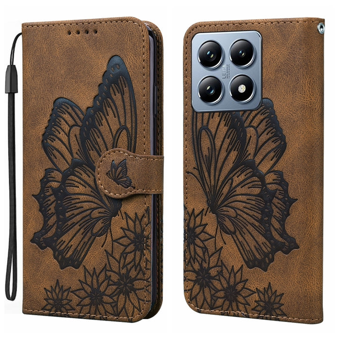 Funda de cuero para teléfono con tapa horizontal y relieve de mariposas con tacto retro, For Xiaomi 15T Pro 5G, For Xiaomi 15T 5G, For Xiaomi Poco C75, For Xiaomi 14T Pro, For Xiaomi 14T