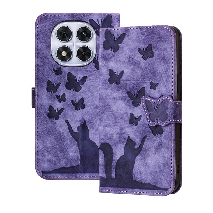 Funda de cuero con tapa para teléfono con estampado de gato y mariposa, For Redmi Note 15 Pro+ 5G Global 163.3mm, For Redmi Note 15 4G / 5G Global 164mm, For Redmi Note 15 Pro 4G Global 163.2mm, For Redmi Note 15 Pro 5G Global 163.6mm                  ...