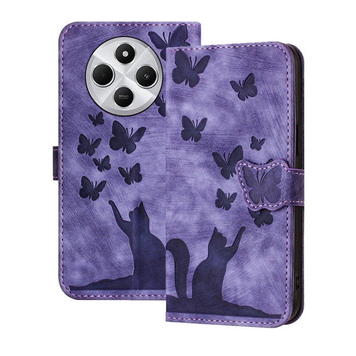 Funda de cuero con tapa para teléfono con estampado de gato y mariposa, For Redmi Note 15 Pro+ 5G Global 163.3mm, For Redmi Note 15 4G / 5G Global 164mm, For Redmi Note 15 Pro 4G Global 163.2mm, For Redmi Note 15 Pro 5G Global 163.6mm                  ...