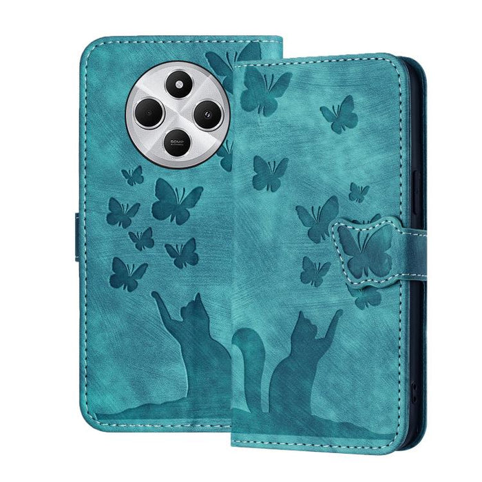 Funda de cuero con tapa para teléfono con estampado de gato y mariposa, For Redmi Note 15 Pro+ 5G Global 163.3mm, For Redmi Note 15 4G / 5G Global 164mm, For Redmi Note 15 Pro 4G Global 163.2mm, For Redmi Note 15 Pro 5G Global 163.6mm                  ...