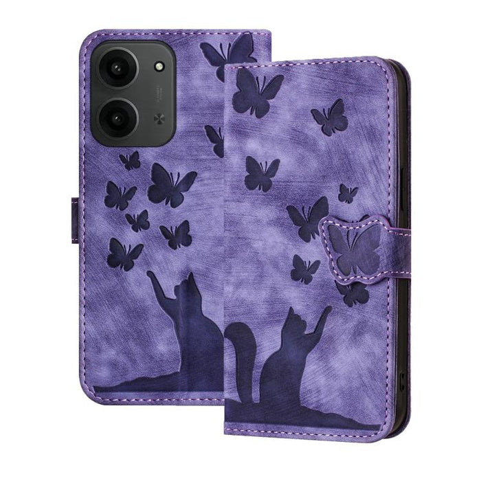 Funda de cuero con tapa para teléfono con estampado de gato y mariposa, For Redmi Note 15 Pro+ 5G Global 163.3mm, For Redmi Note 15 4G / 5G Global 164mm, For Redmi Note 15 Pro 4G Global 163.2mm, For Redmi Note 15 Pro 5G Global 163.6mm                  ...