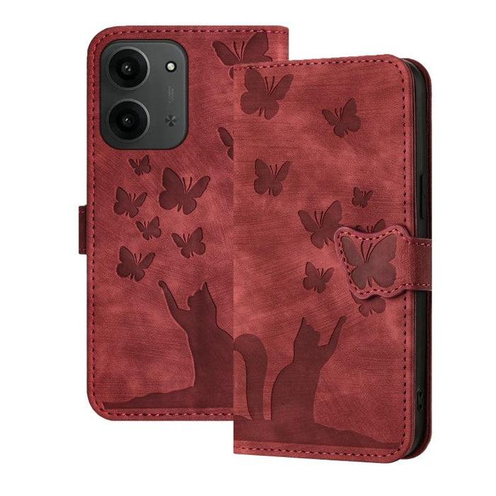 Funda de cuero con tapa para teléfono con estampado de gato y mariposa, For Redmi Note 15 Pro+ 5G Global 163.3mm, For Redmi Note 15 4G / 5G Global 164mm, For Redmi Note 15 Pro 4G Global 163.2mm, For Redmi Note 15 Pro 5G Global 163.6mm                  ...