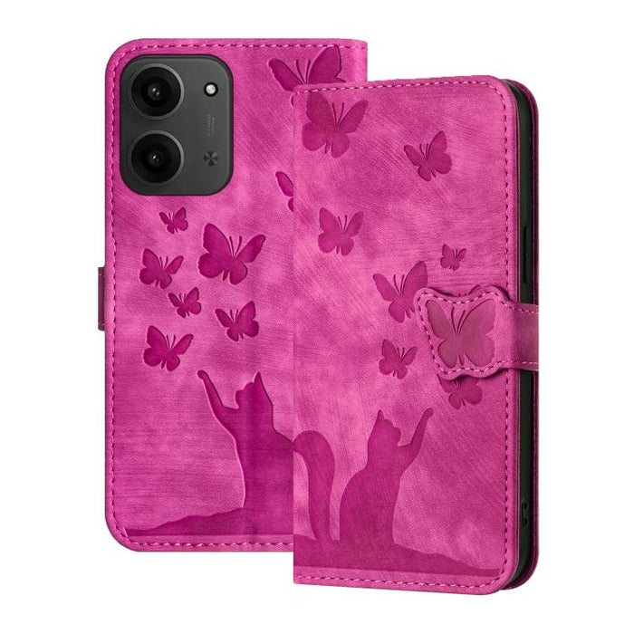 Funda de cuero con tapa para teléfono con estampado de gato y mariposa, For Redmi Note 15 Pro+ 5G Global 163.3mm, For Redmi Note 15 4G / 5G Global 164mm, For Redmi Note 15 Pro 4G Global 163.2mm, For Redmi Note 15 Pro 5G Global 163.6mm                  ...
