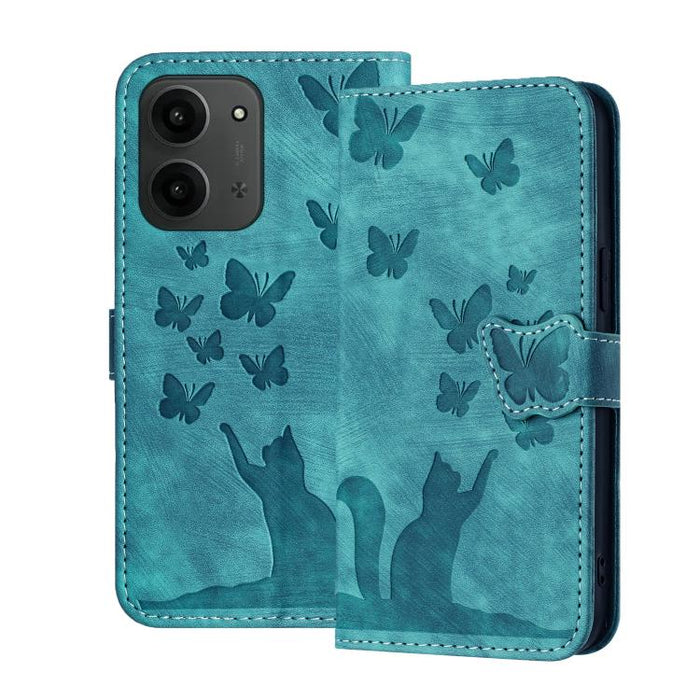 Funda de cuero con tapa para teléfono con estampado de gato y mariposa, For Redmi Note 15 Pro+ 5G Global 163.3mm, For Redmi Note 15 4G / 5G Global 164mm, For Redmi Note 15 Pro 4G Global 163.2mm, For Redmi Note 15 Pro 5G Global 163.6mm                  ...