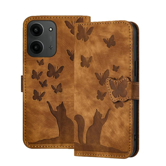 Funda de cuero con tapa para teléfono con estampado de gato y mariposa, For Redmi Note 15 Pro+ 5G Global 163.3mm, For Redmi Note 15 4G / 5G Global 164mm, For Redmi Note 15 Pro 4G Global 163.2mm, For Redmi Note 15 Pro 5G Global 163.6mm                  ...
