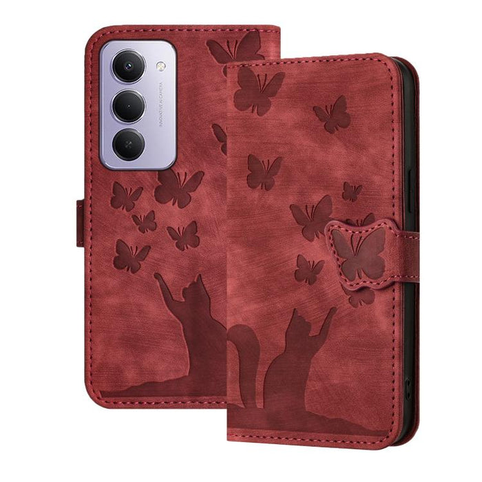 Funda de cuero con tapa para teléfono con estampado de gato y mariposa, For Redmi Note 15 Pro+ 5G Global 163.3mm, For Redmi Note 15 4G / 5G Global 164mm, For Redmi Note 15 Pro 4G Global 163.2mm, For Redmi Note 15 Pro 5G Global 163.6mm                  ...