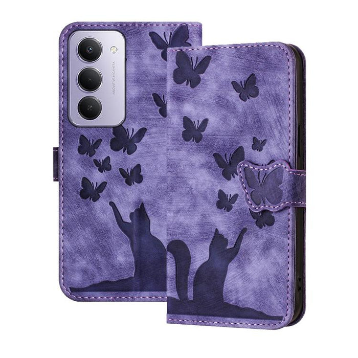 Funda de cuero con tapa para teléfono con estampado de gato y mariposa, For Redmi Note 15 Pro+ 5G Global 163.3mm, For Redmi Note 15 4G / 5G Global 164mm, For Redmi Note 15 Pro 4G Global 163.2mm, For Redmi Note 15 Pro 5G Global 163.6mm                  ...