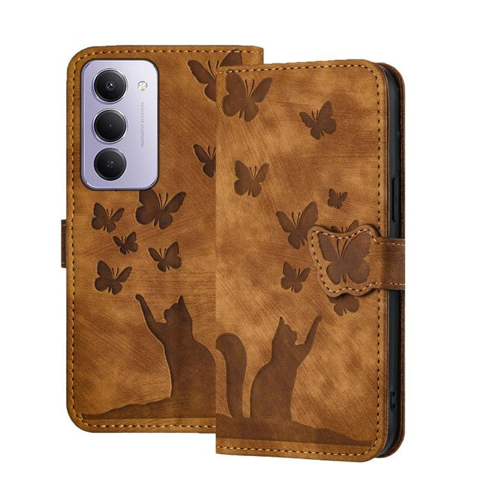 Funda de cuero con tapa para teléfono con estampado de gato y mariposa, For Redmi Note 15 Pro+ 5G Global 163.3mm, For Redmi Note 15 4G / 5G Global 164mm, For Redmi Note 15 Pro 4G Global 163.2mm, For Redmi Note 15 Pro 5G Global 163.6mm                  ...